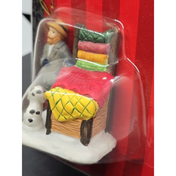 Vtg Caldor Share the Joy Village Accessorie Blanket Salesman With Spotted Dog 3" - Picture 6 of 7